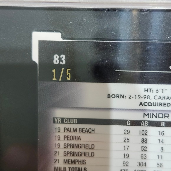 2022 Topps Chrome Black‎ Juan Yepez #83 Red Refractor 1/5 SGC 10 Rookie Card - Picture 9 of 11